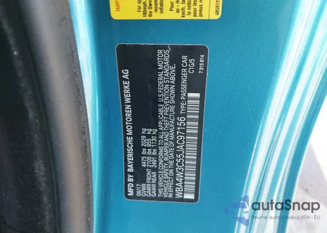 2018 BMW 430I z USA, uszkodzony, nr VIN WBA4W3C55JAC97156